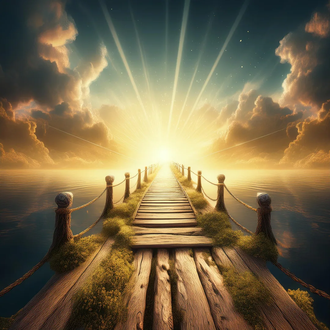 Treppe, die in ein weites Licht führt