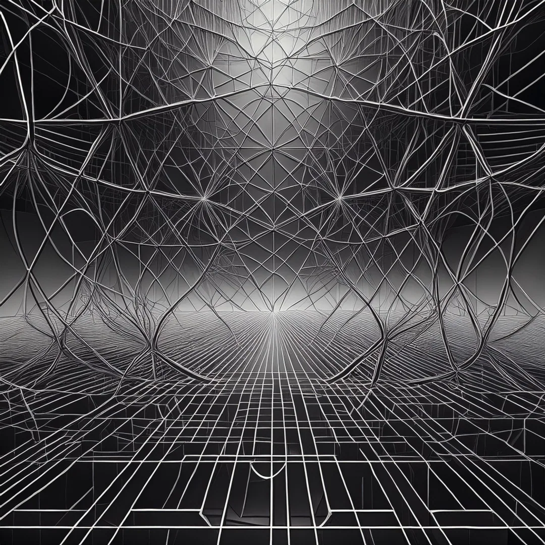 Netzartiges Gitter aus Linien als Sinnbild für Zeitlinien Netzartiges Gitter aus Linien als Sinnbild für Zeitlinien